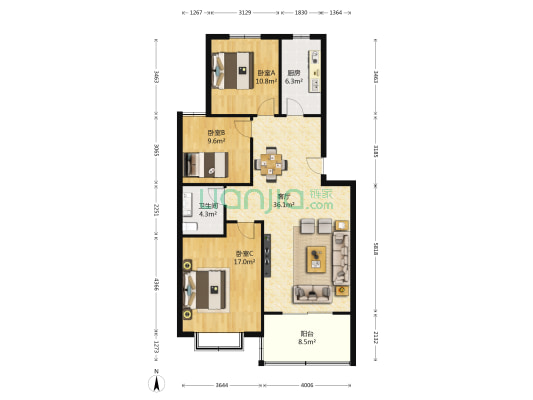 兴华锦园 3室1厅1卫 111平方