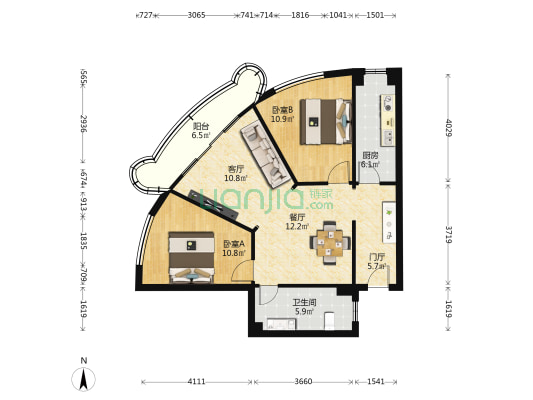 中泰大厦(静安) 2室2厅1卫 103平方