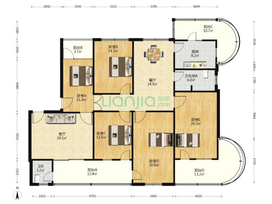 襄州区政府机关家属院 5室2厅2卫 191平方