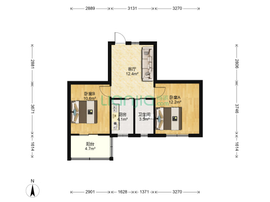大园小区 2室1厅1卫 57平方