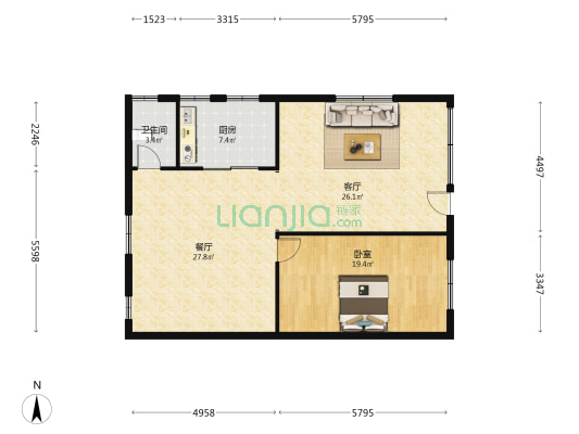 侨苑花园 1室2厅1卫 251平方