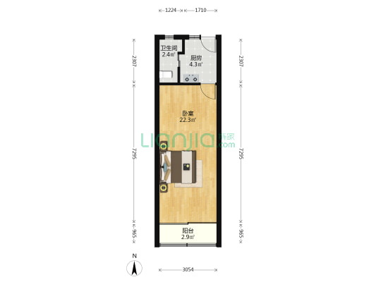 日晖一村 1室0厅1卫 40平方