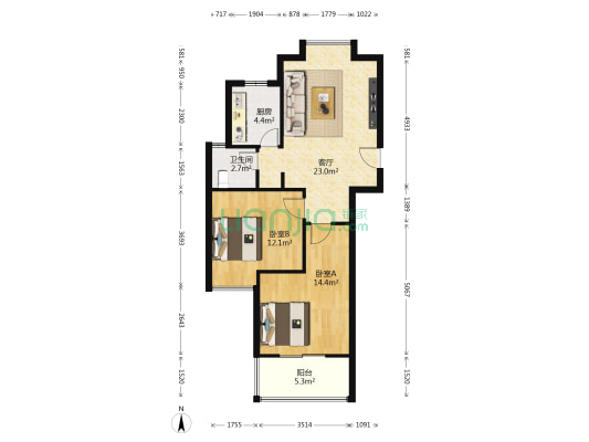 锦邻缘 2室1厅1卫 76平方