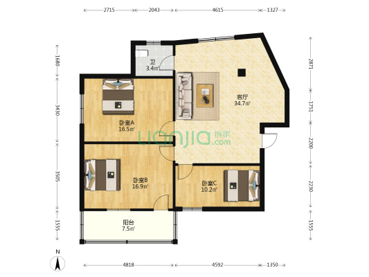 明堂路46号 3室1厅1卫 99平方