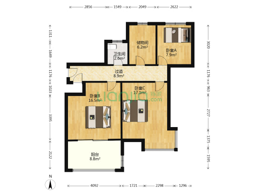 安粮云水居 3室0厅1卫 139平方