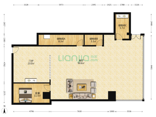 洛克时代中心 1室1厅0卫 189平方