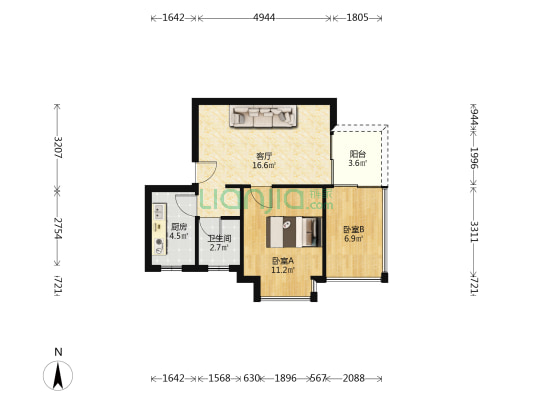 荣和银滩ONE 2室1厅1卫 58平方