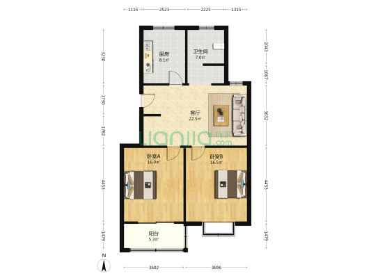 锦隆四村 2室1厅1卫 94平方