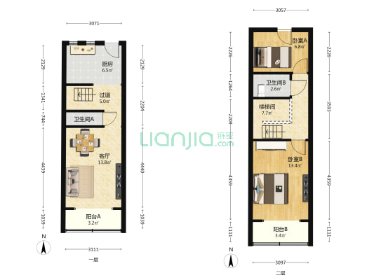 山西小区 2室1厅2卫 81平方