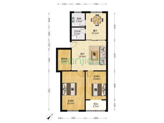 红建路北段472号居民楼 2室2厅1卫 88平方