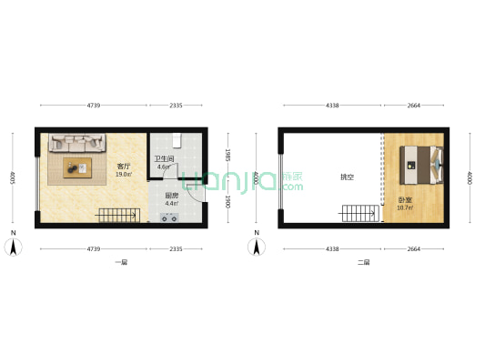 岩峰云裳 1室1厅1卫 44平方