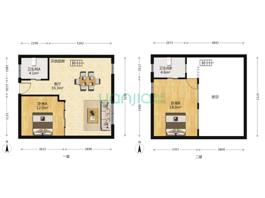 金旺角大厦 2室1厅2卫 74平方