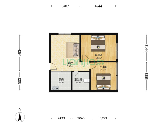曹家厅社区 2室1厅1卫 63平方