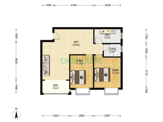 锦绣豪苑 2室1厅1卫 81平方