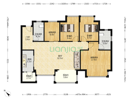同森锦熙三期 2室1厅2卫 119平方