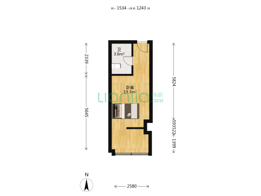 曼哈顿大厦 1室0厅1卫 36平方