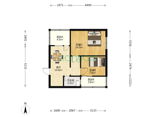 震泽一村 2室1厅1卫 64平方