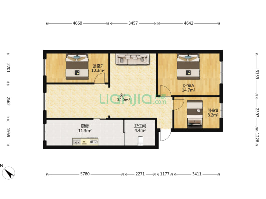 兴隆巷7号 3室1厅1卫 93平方