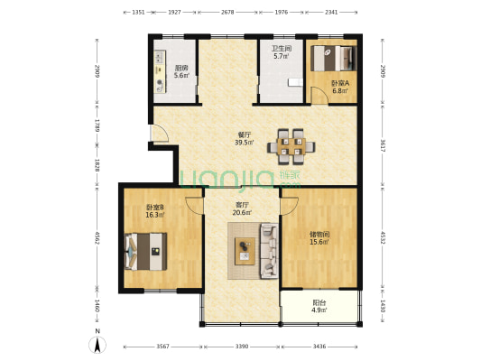 花园浜二村 2室2厅1卫 139平方