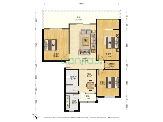 清泰路二段96号 3室2厅1卫 123平方