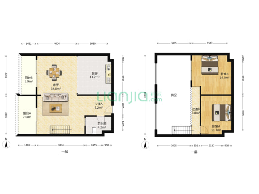 富景海派擎城 2室1厅1卫 94平方