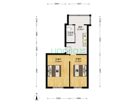 桦甸街电力宿舍小区 2室0厅1卫 55平方