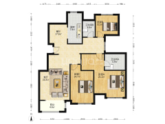 南北通透，3+1户型，车位地下室，房本满二-涿州香邑溪谷玫瑰园户型图