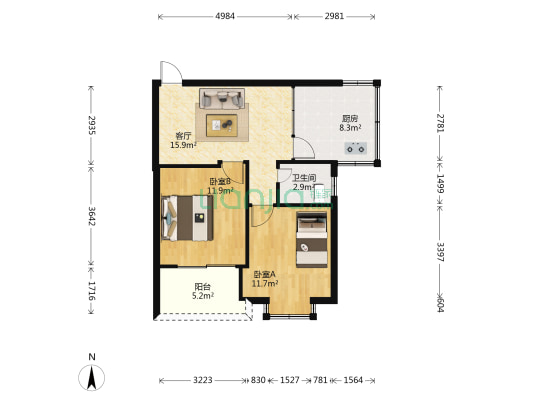五一新村 2室1厅1卫 74平方