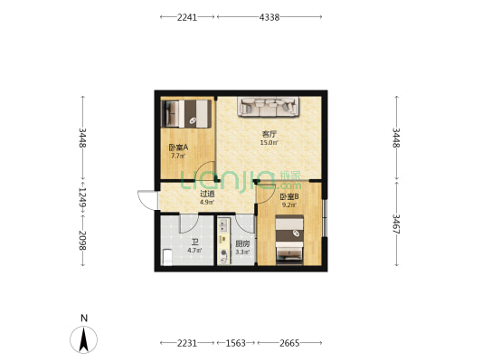 太阳城 2室1厅1卫 67平方