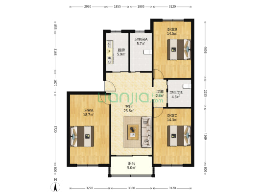 普照路104弄 3室1厅2卫 118平方