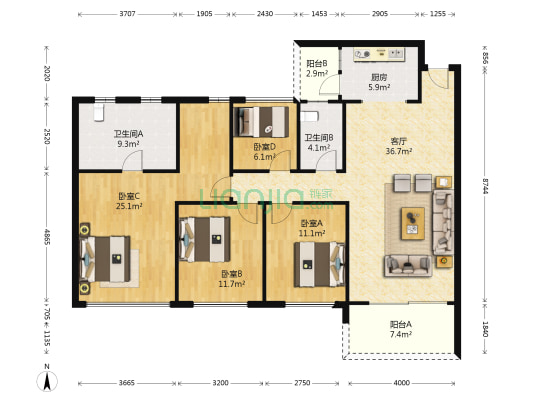 天骄御峰 4室1厅2卫 146平方