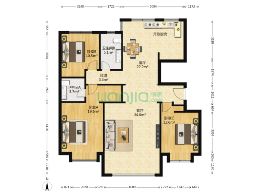 东创铂悦府 3室2厅2卫 134平方