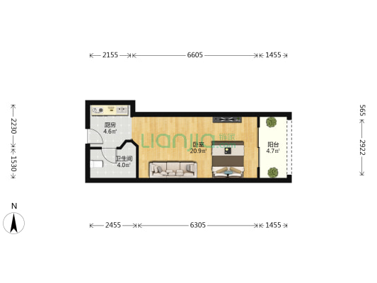 三亚·地中海湾 1室0厅1卫 38平方
