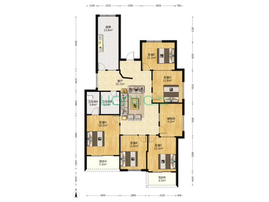 福怡花园 5室1厅2卫 180平方
