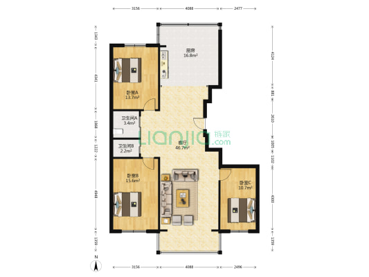 邮政花园 3室1厅2卫 141平方