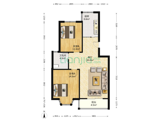 百通馨苑三区 2室1厅1卫 84平方