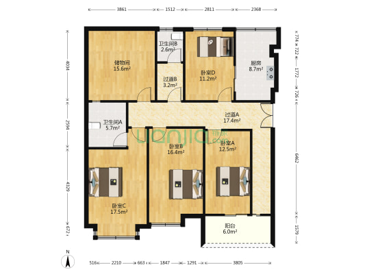 金都嘉园 4室0厅2卫 134平方