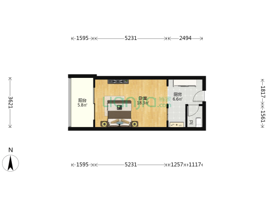 海岸一线大楼 1室0厅1卫 41平方