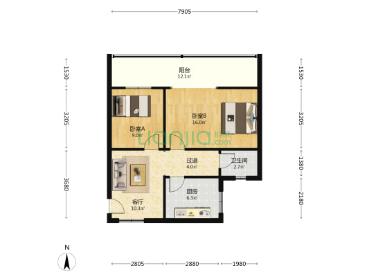 报恩寺街18号 2室1厅1卫 79平方
