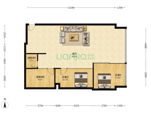 帝景摩尔大厦 2室1厅0卫 140平方