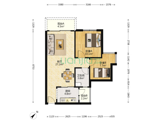 碧桂园荔园 2室1厅1卫 70平方