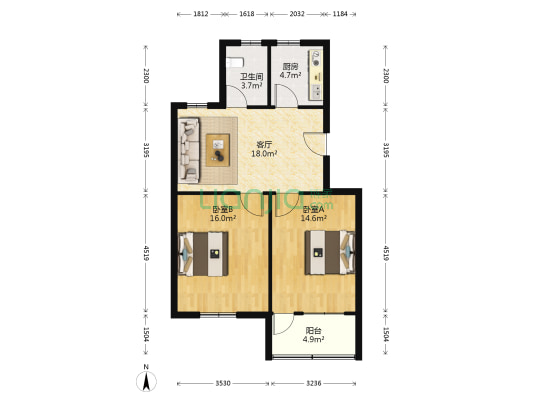 滨江二村 2室1厅1卫 68平方