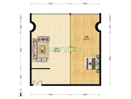 绿地中心 1室1厅0卫 161平方