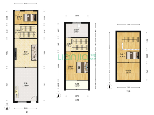 九浸路南 3室1厅1卫 82平方