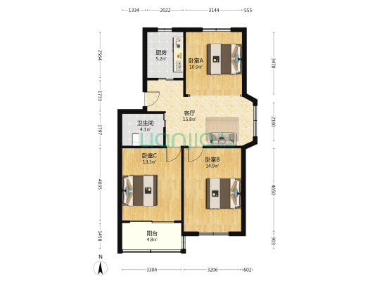 泗塘六村 3室1厅1卫 87平方