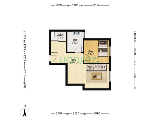 天和美寓 1室1厅1卫 60平方