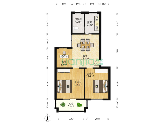 金菊花苑 3室1厅1卫 79平方