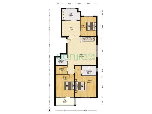 桃源华府 3室2厅2卫 175平方