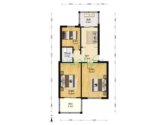 影东街32号 3室1厅1卫 75平方