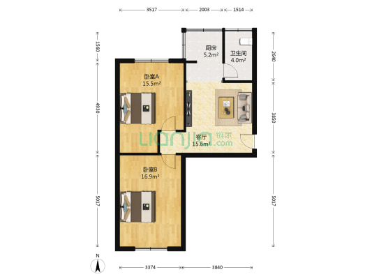 于台小区 2室1厅1卫 69平方